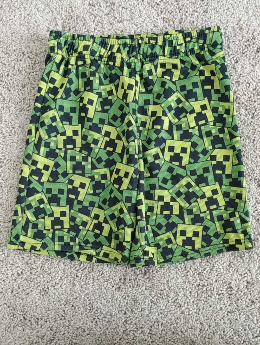 Boys Green Pixel Print Athletic Shorts